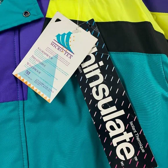 NWT 80s Vintage Rice Sportswear Action II Ski Jacket Mens 38 Color Block Green - Picture 5 of 16